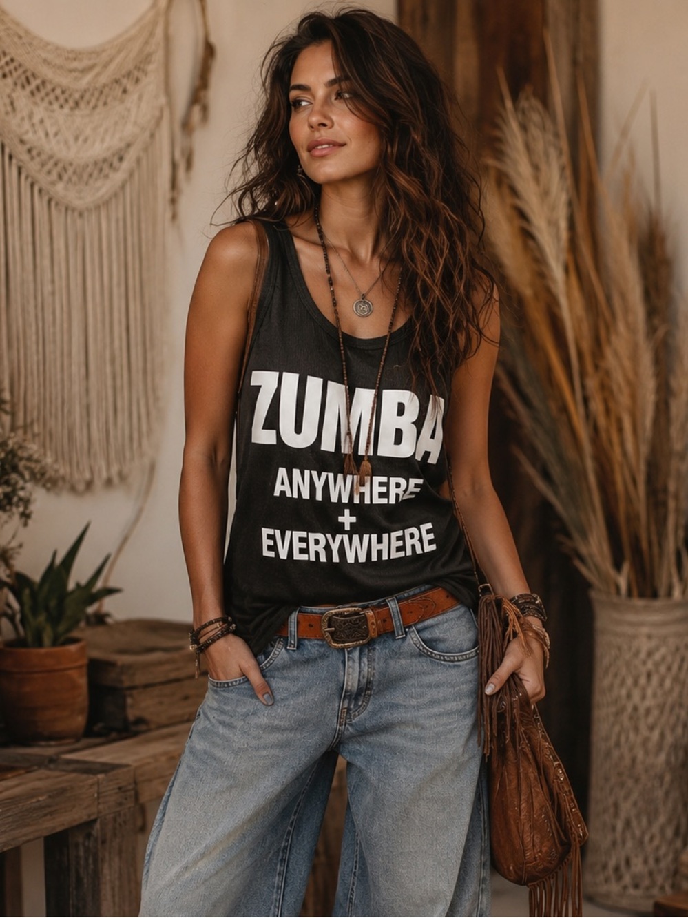Zumba Fitness Black Graphic Tank with White Lettering Small